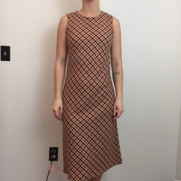 Vintage Dresses & Skirts - Vintage Handmade Plaid Sleeveless Sheath Dress